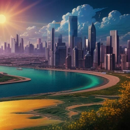 Anime Hero Gazes at Cityscape Horizon