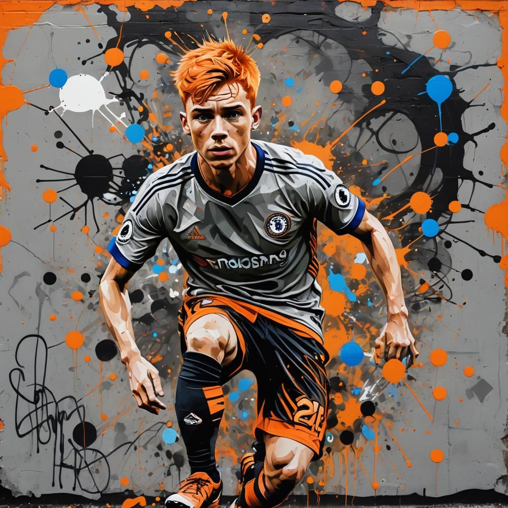 Cole Palmer Graffiti Art with Orange Hair