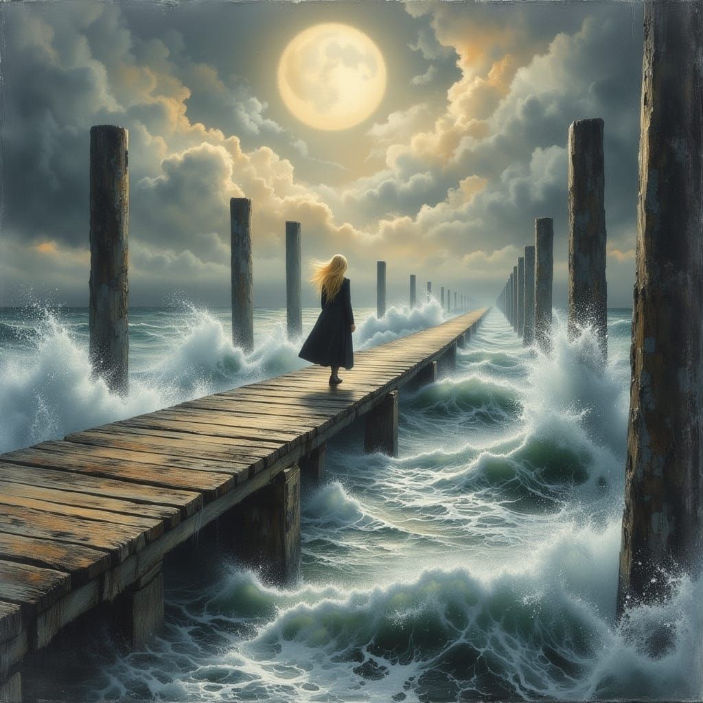 Woman Finds Serenity Amidst Turbulent Stormy Seas in a Drama...