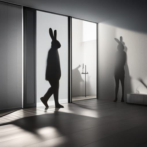 Giant Rabbit Shadow Figure in Hyper Detail