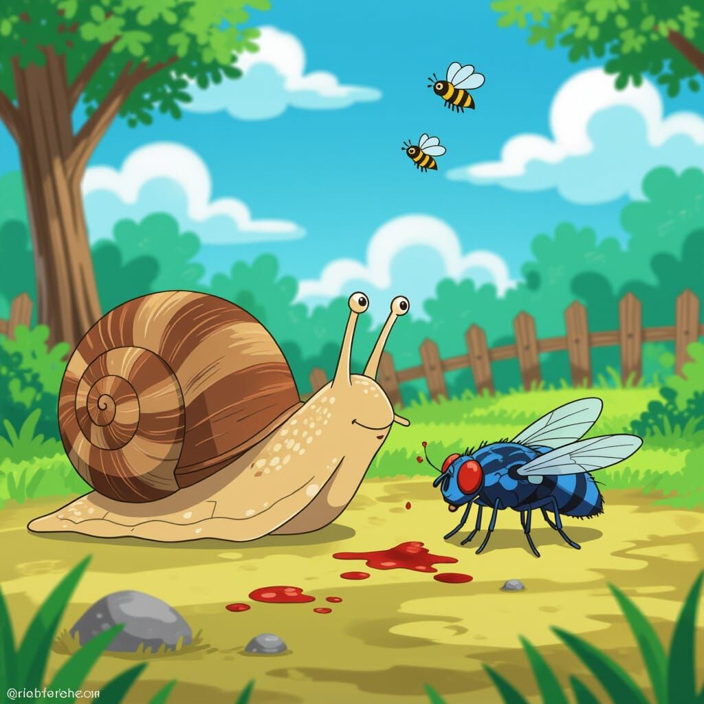Cartoon Snail Investigates a Fly Death: Anime Style