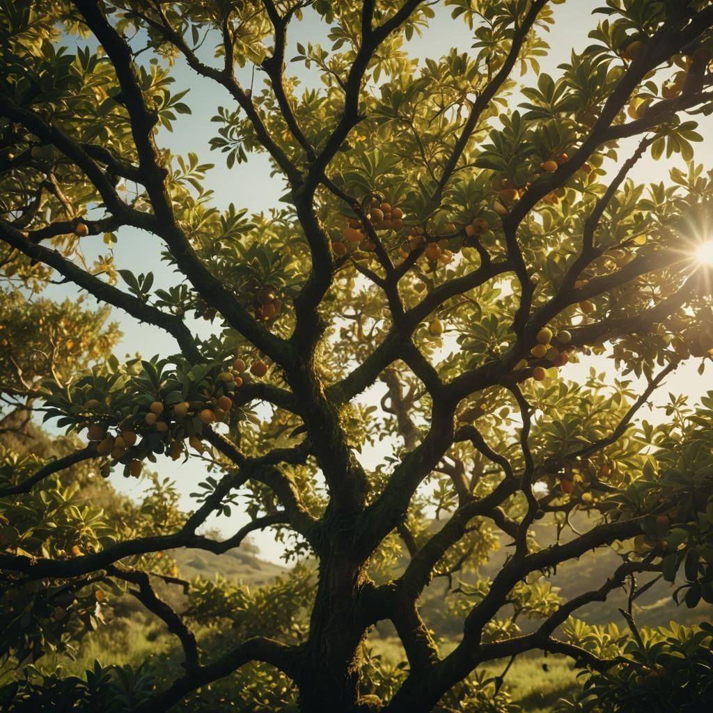 Lush Orange Tree in Cinematic Film Style