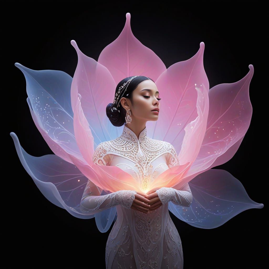 Ethereal Digital Painting of Russian-Indian Figure in Ornate...