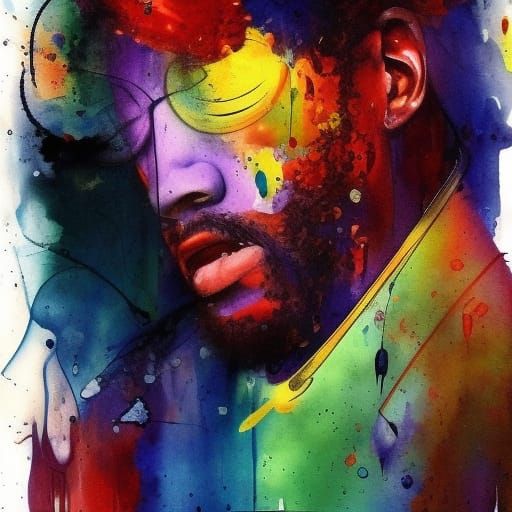 Vibrant Figure Throws Bucket into Vortex