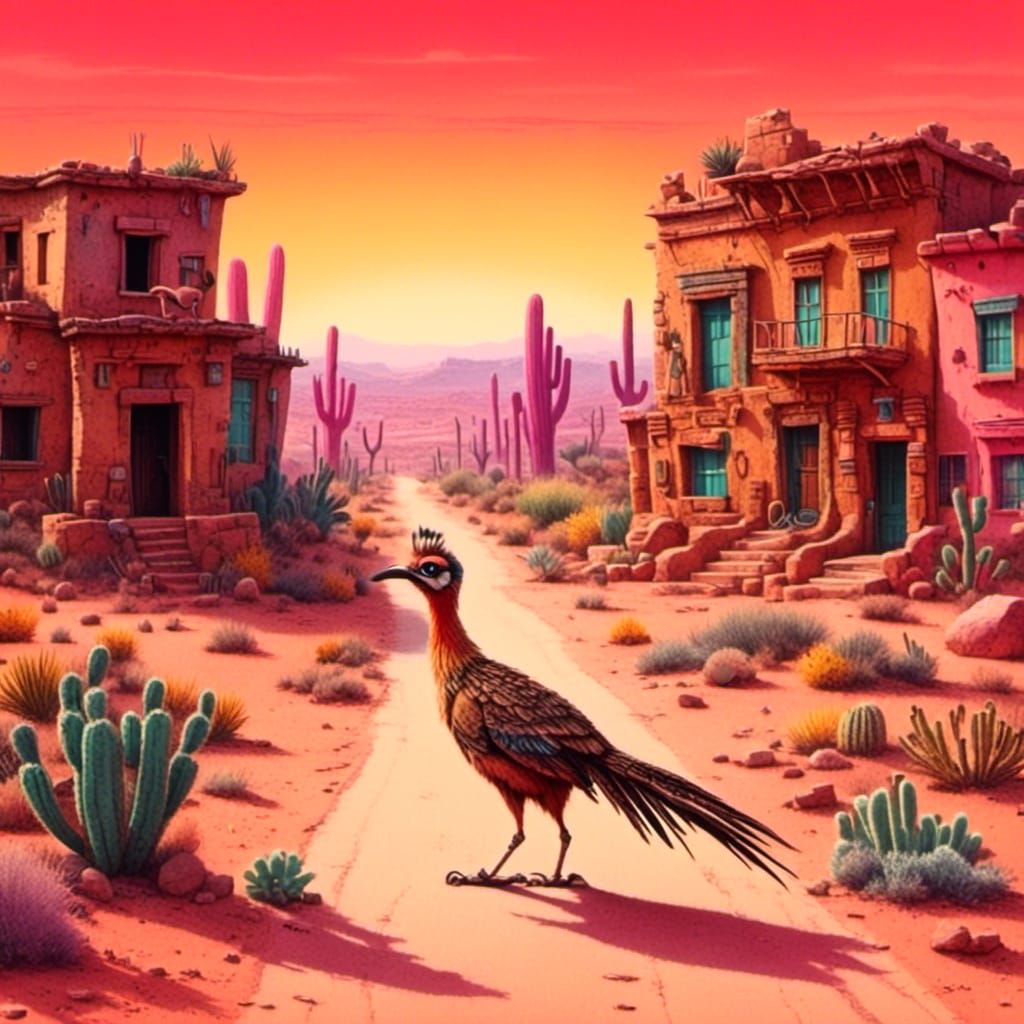 Roadrunner Gazes Upon Chaco Canyon: Southwestern Photography