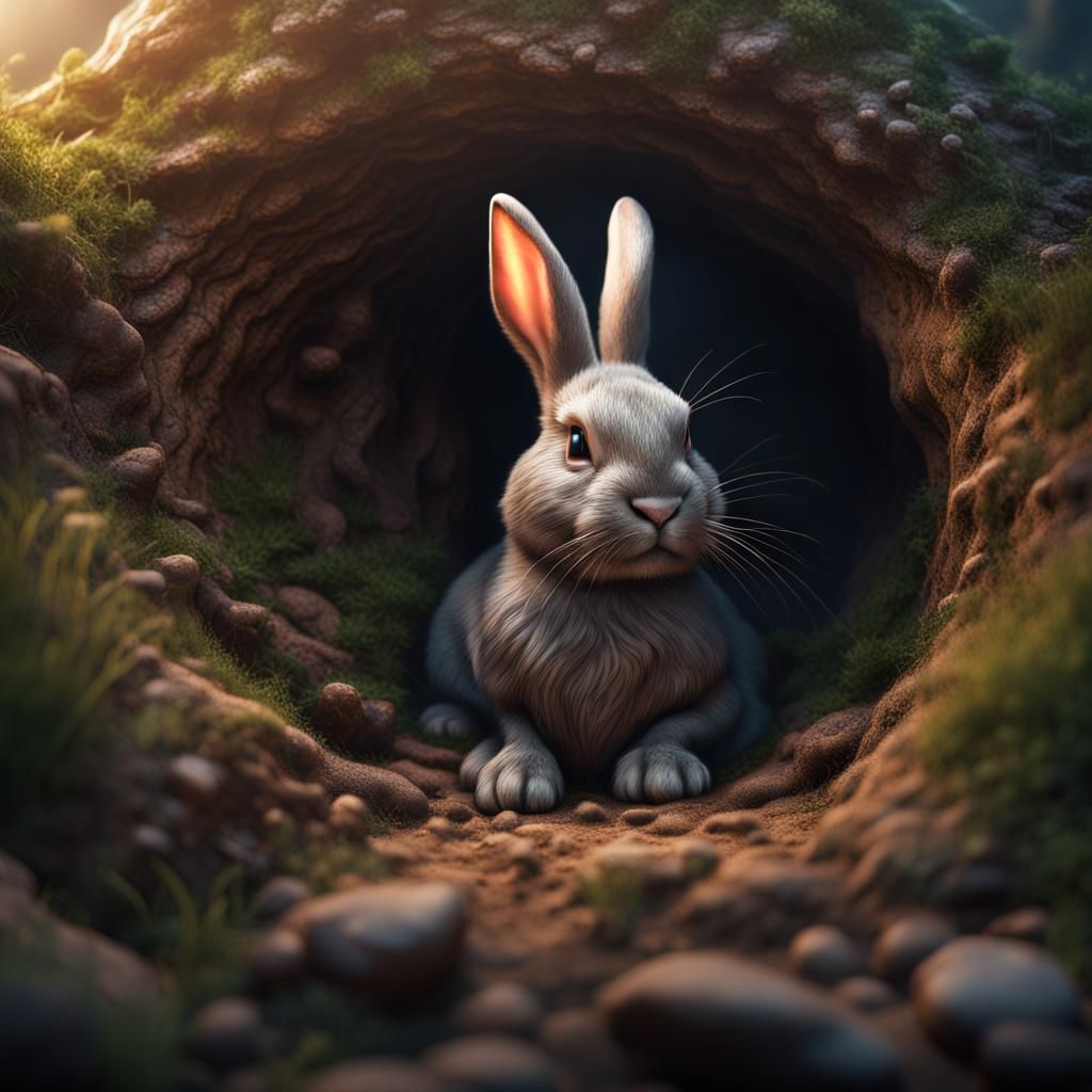 Realistic Bunny Portrait: Detailed Matte Painting in 8K