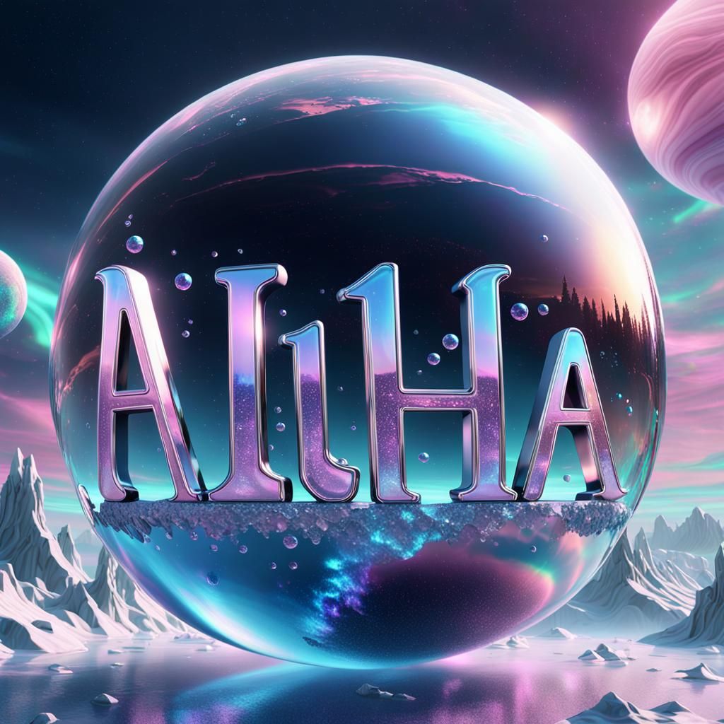 Alisha's Cosmic Name in Sparkling Chrome Letters on Neptune