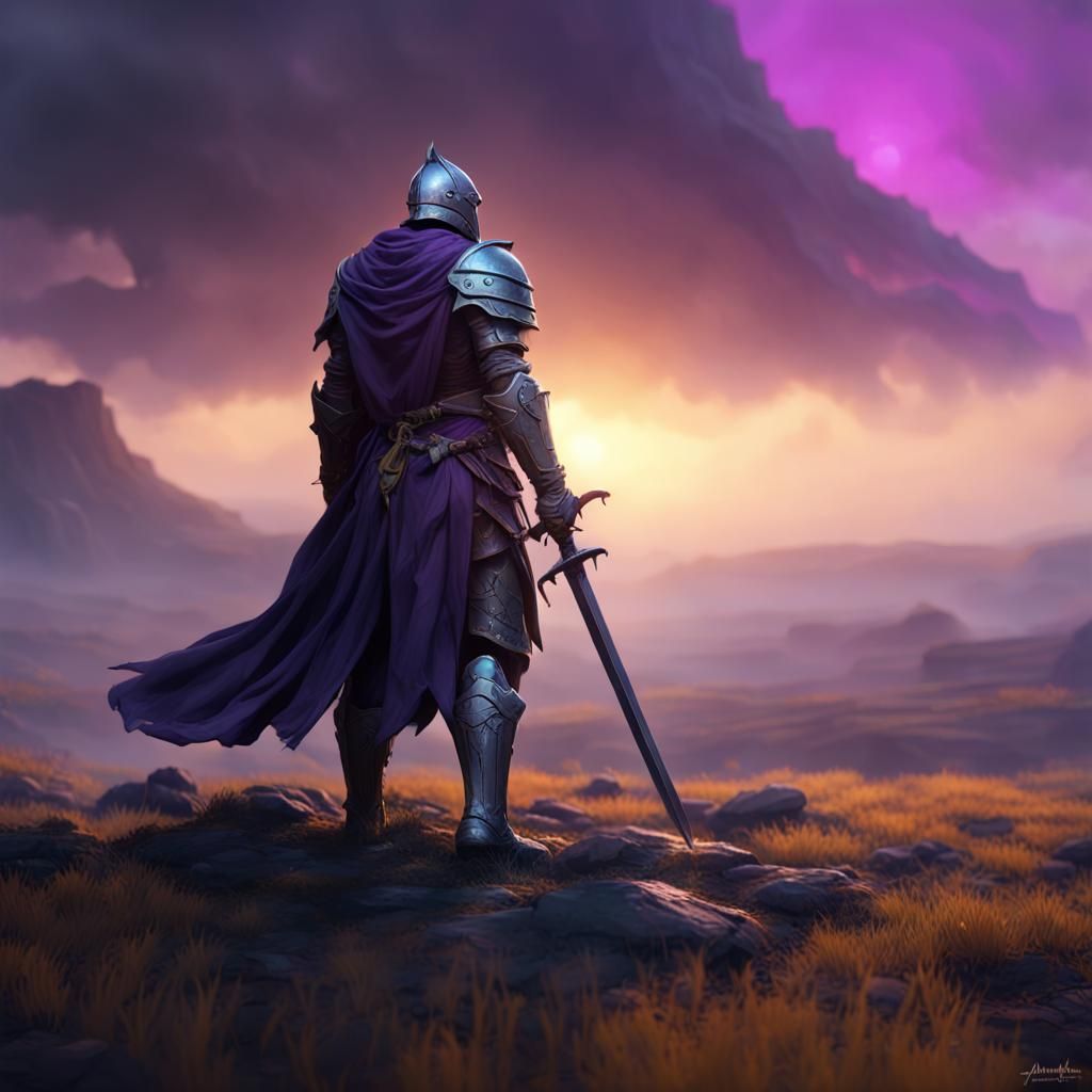 Hyperdetailed Knight on Battlefield in Dark Fantasy Art