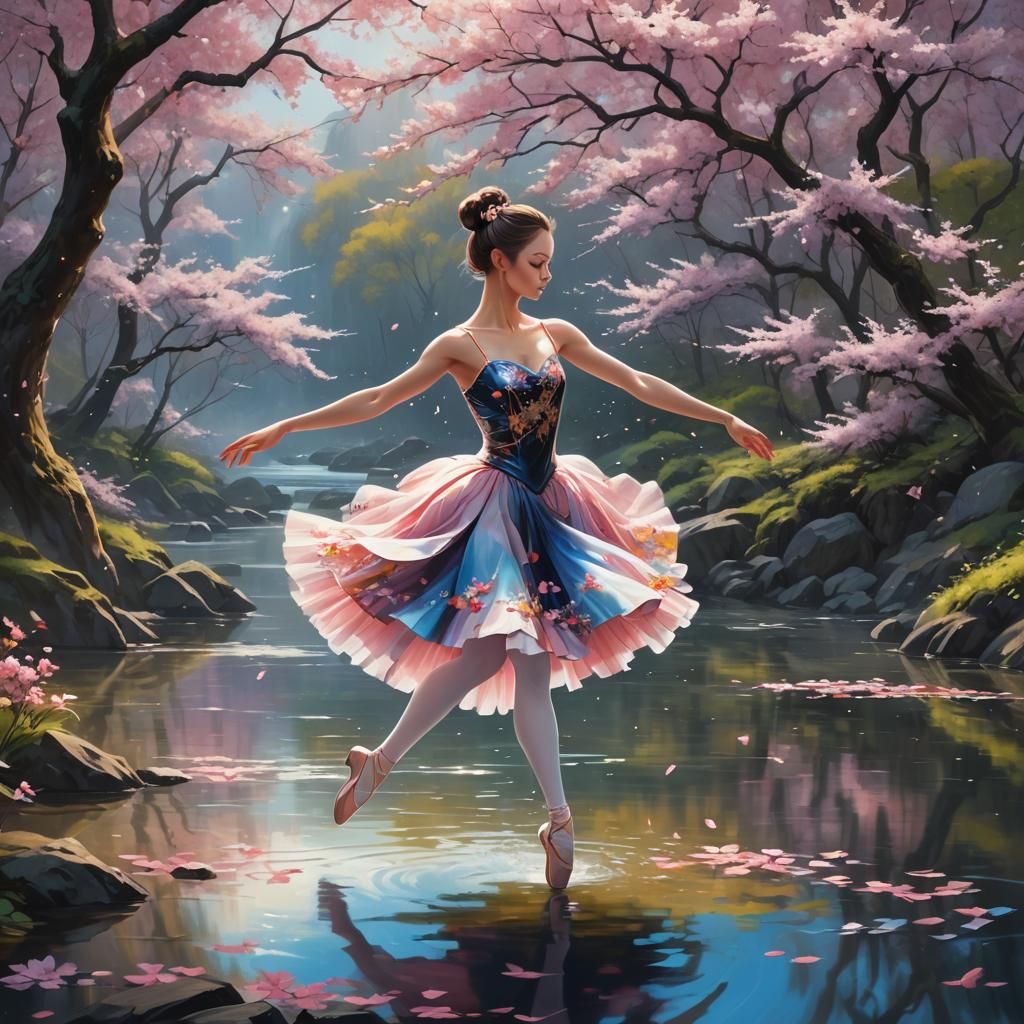 Ballerina's Dance: A Surreal Katakana-Style Masterpiece