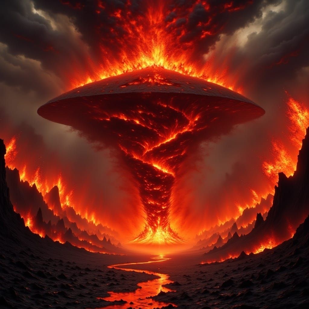 Fiery Cataclysm in a Desolate, Ravaged Landscape