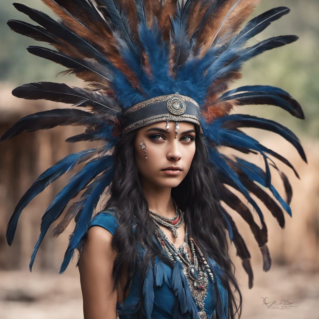 Indian Girl in Deerskin Dress, Anime Style