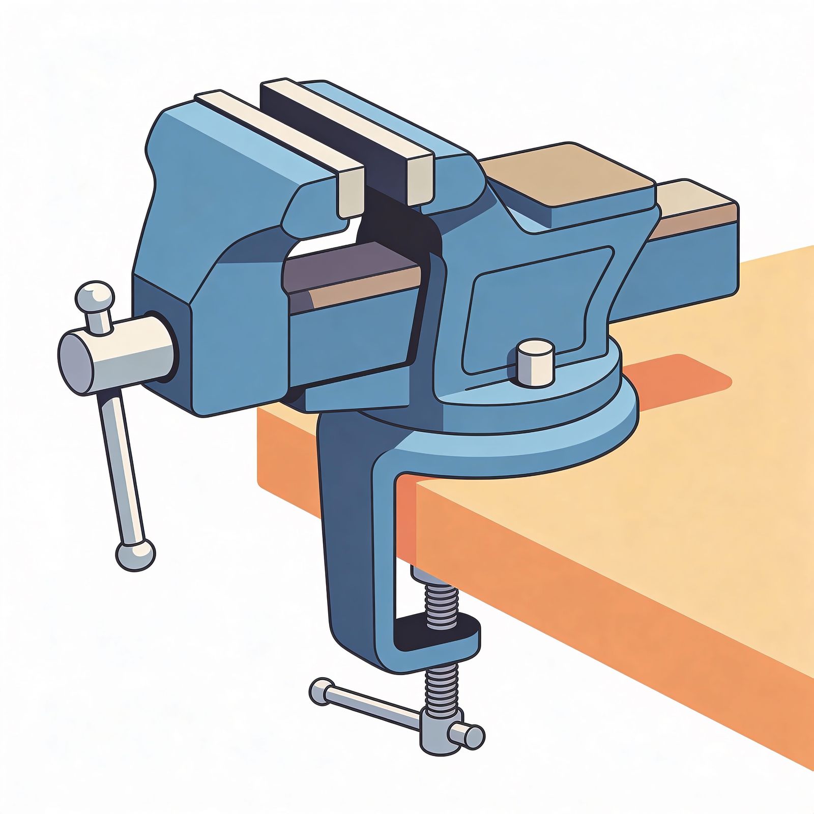 Flat Vector Illustration of a Simple Clamp