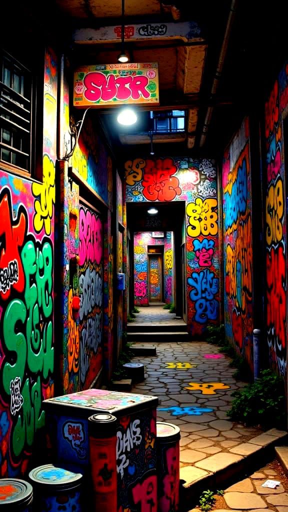 Hyperrealistic Graffiti Street Art in Moody Urban Alley