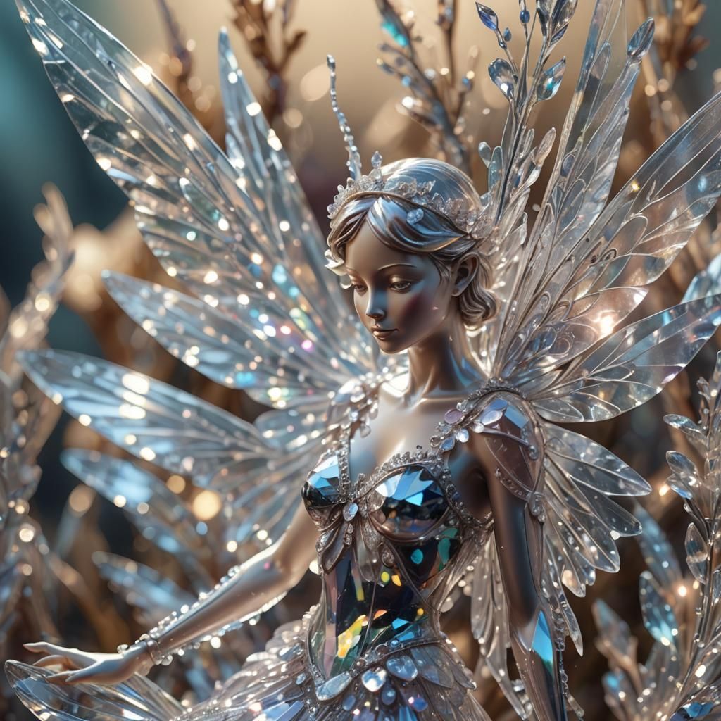 Crystal Fairy Sculpture Art in Diorama Style