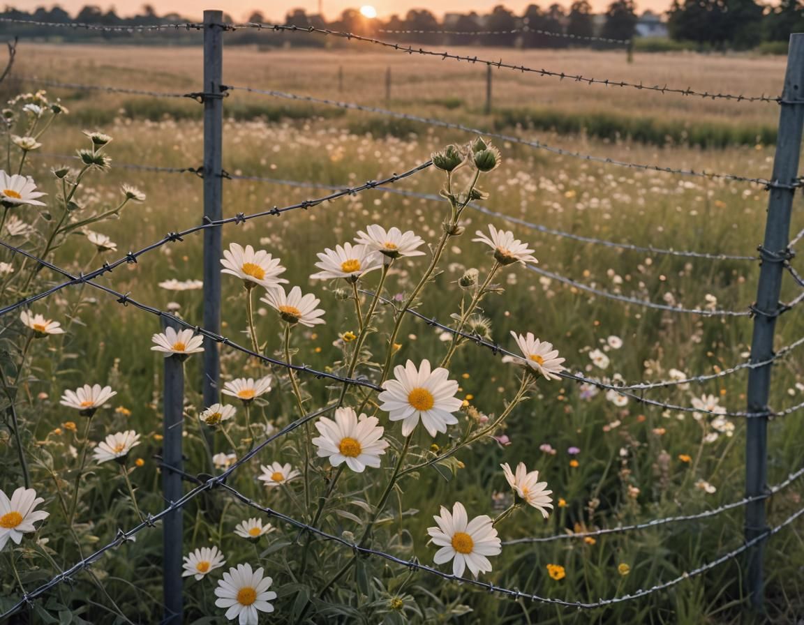Flowers on the razor wire