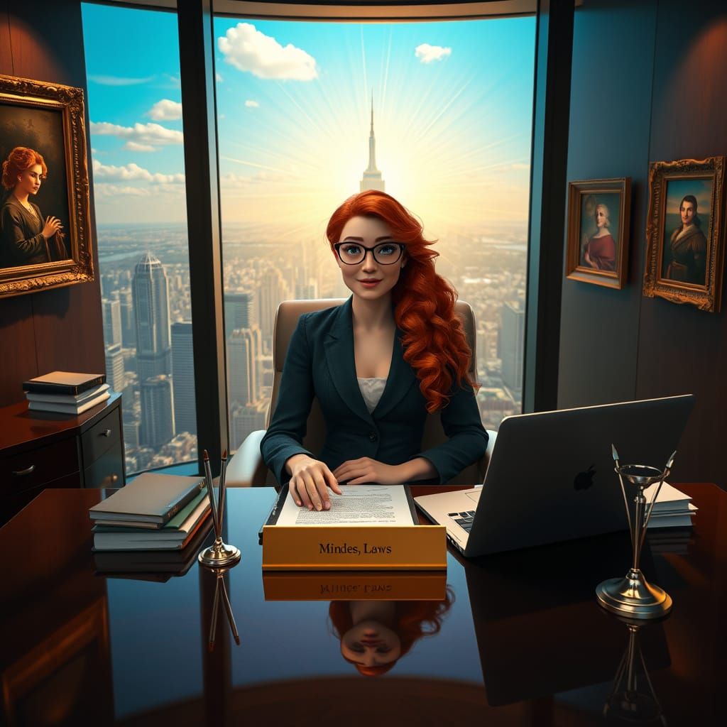 Sophisticated Princess Merida in a Modern Law Office