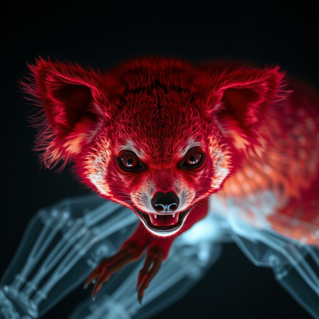 Intricate Red Panda in X-Ray Style
