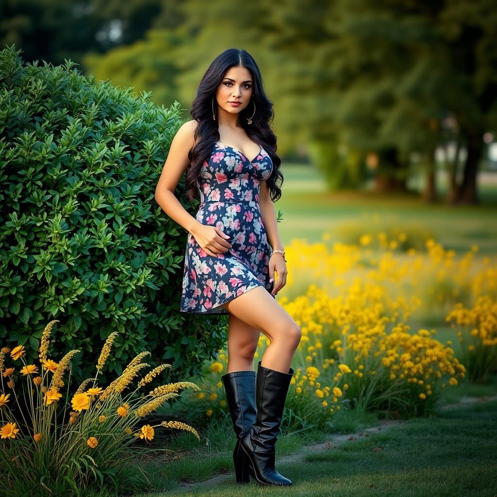Sultry Summer Siren in a Park Oasis
