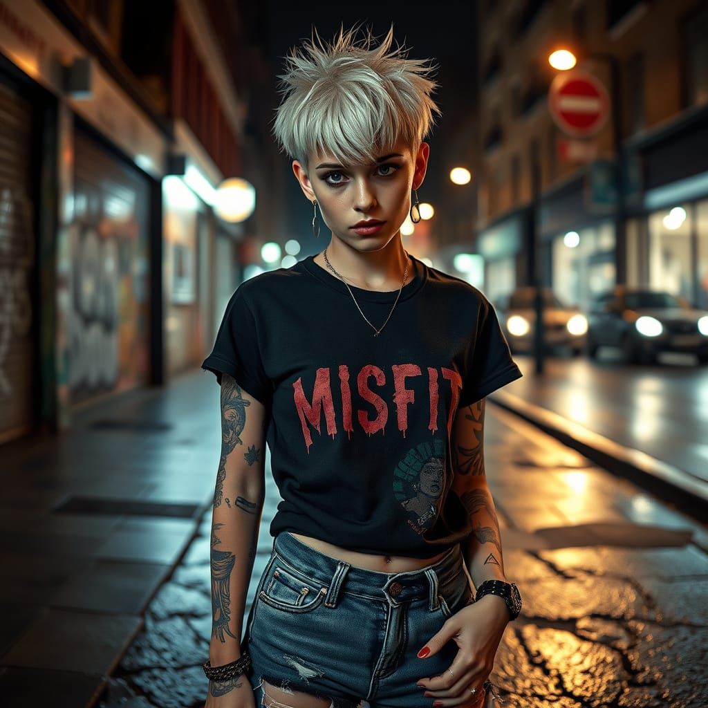 Punk Girl in London: A Photorealistic Portrait