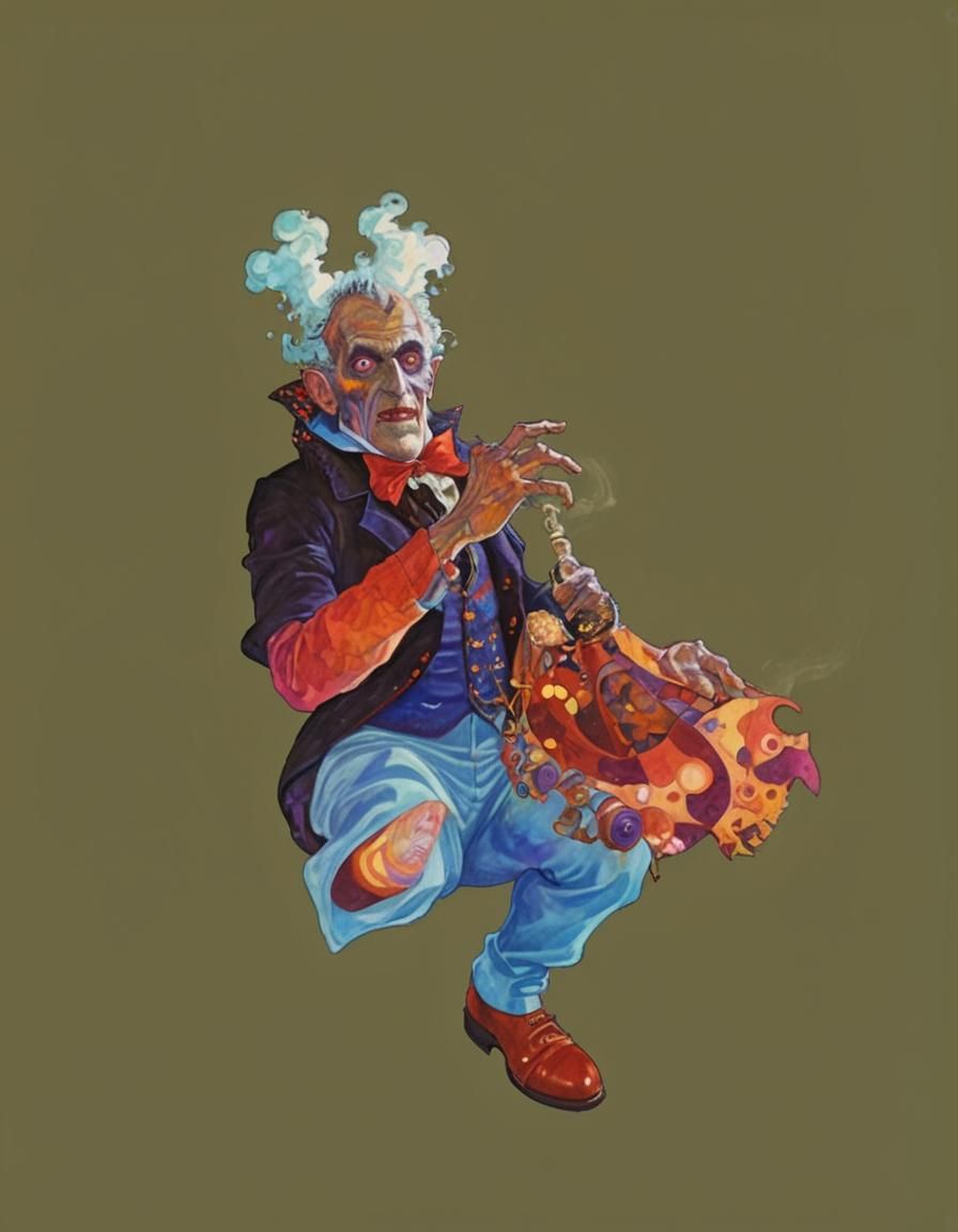 Steampunk Carnival: Frankenstein and Dracula in Klimt Style