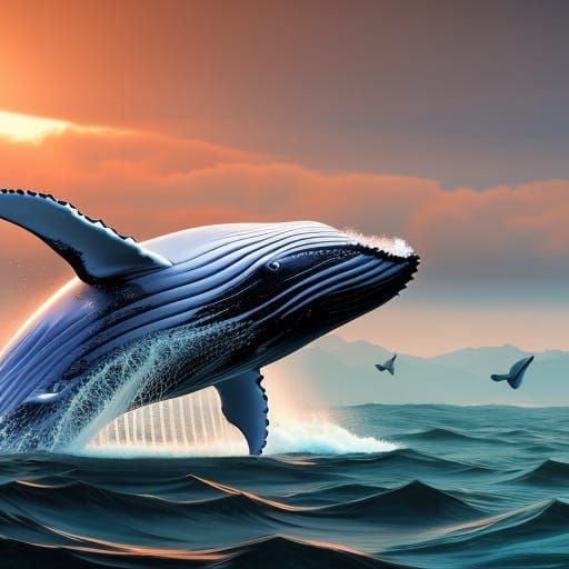 Atmospheric Whale in Golden Hour Lighting