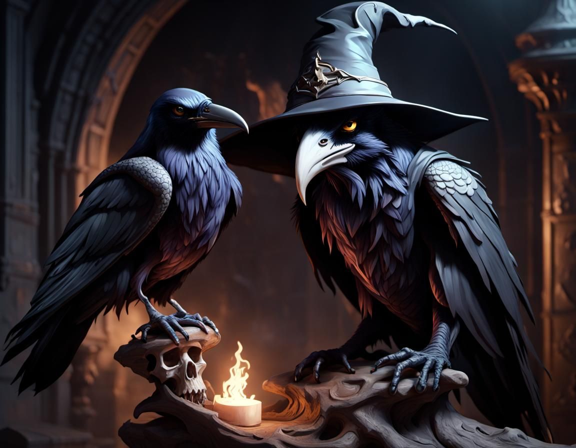 Wizard Raven on Dragon Skull: Gothic Fantasy Art
