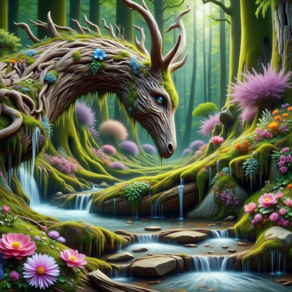 Magical Garden Revealed in Mossy Unicorn Horn