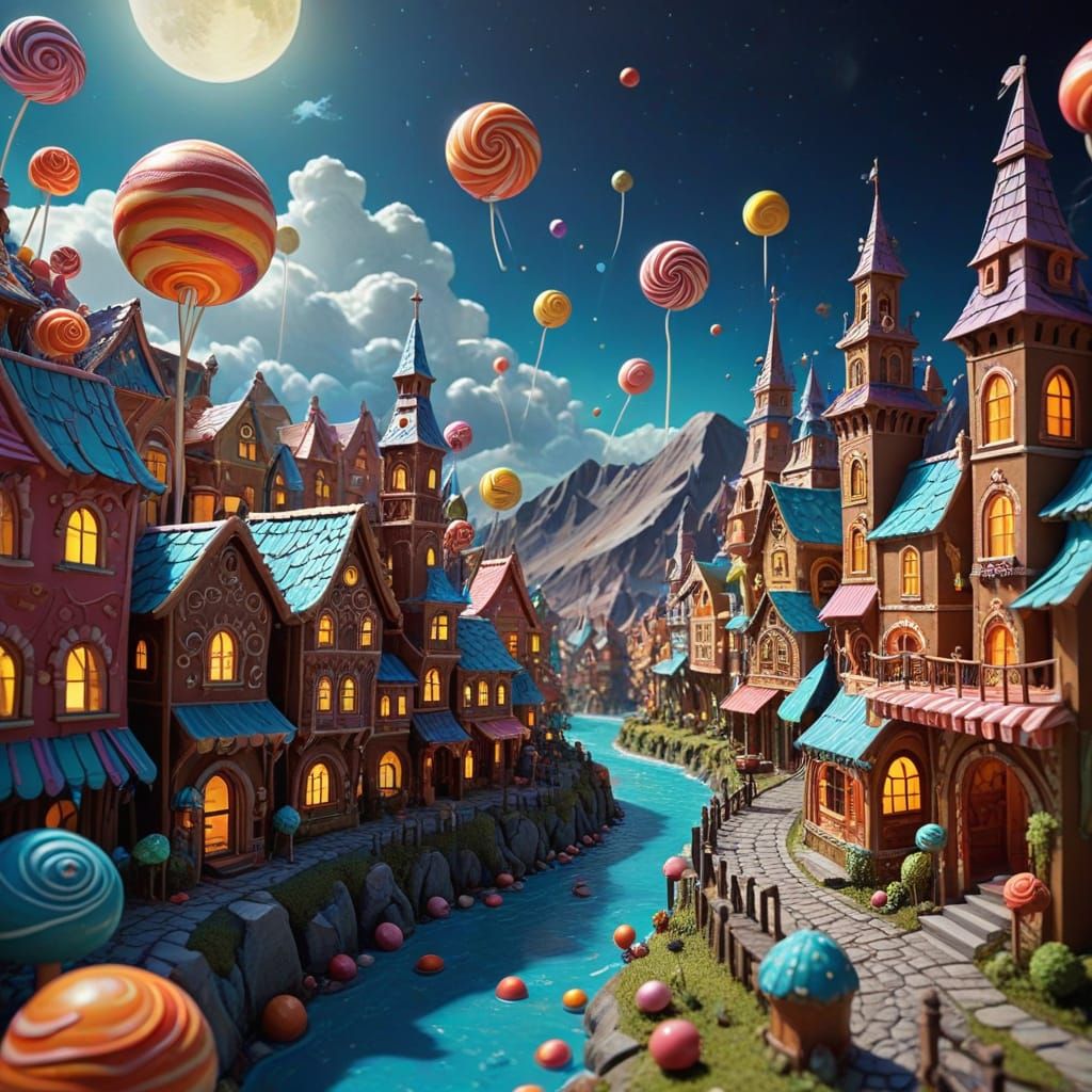 Candy Metropolis Built from Sweets in Papercraft Style