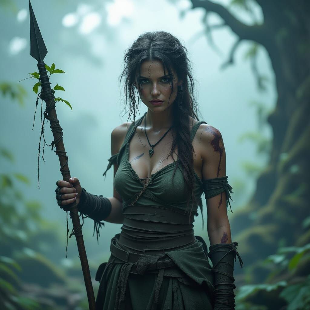 Post-Apocalyptic Woman Reclaimed by Nature