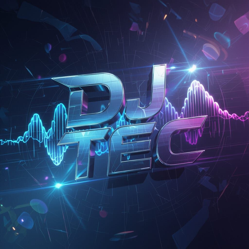 Dj Tec 3D Logo with Soundwaves in Modern Style