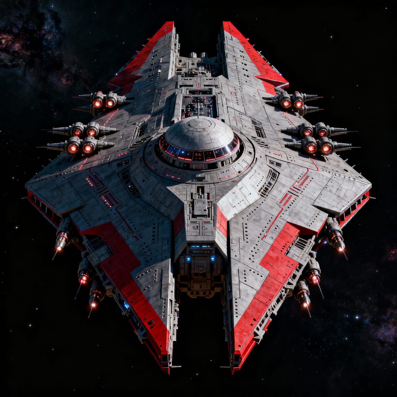 Top View of Advanced Starship in Space