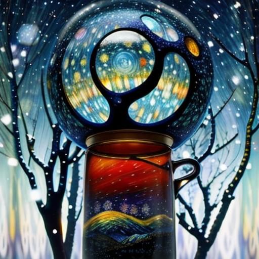 Van Gogh's Starry Night Inside Psychedelic Snow Globe