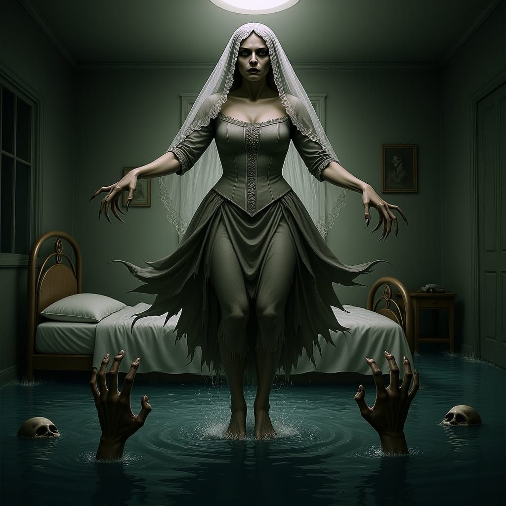 Vintage Photograph of La Llorona Levitating