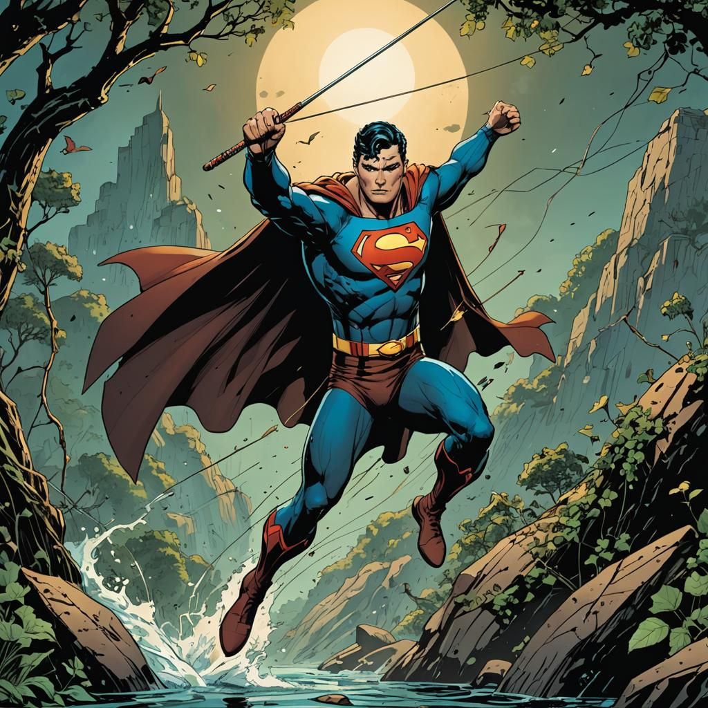 Superman Comic Book Cover Art Nouveau Style