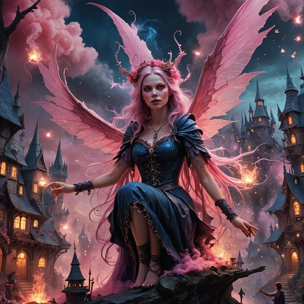 Evil Witch Finds Fairy City in Fantasy Art