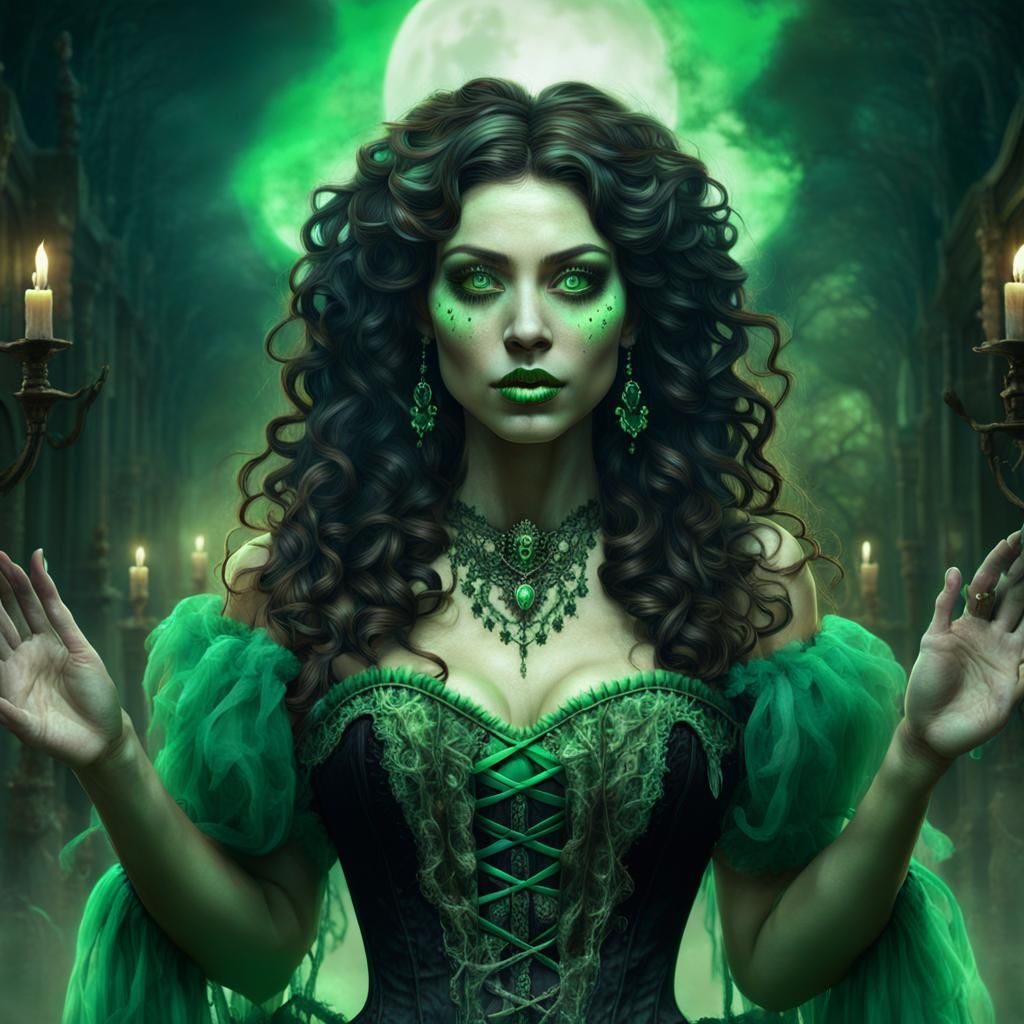 Cajun Bayou Witch Summoning Ghosts, Digital Matte Painting