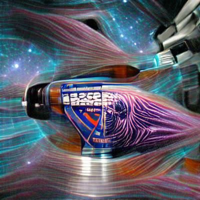 Hyperspace Beer Bottle in Colorful Tunnel