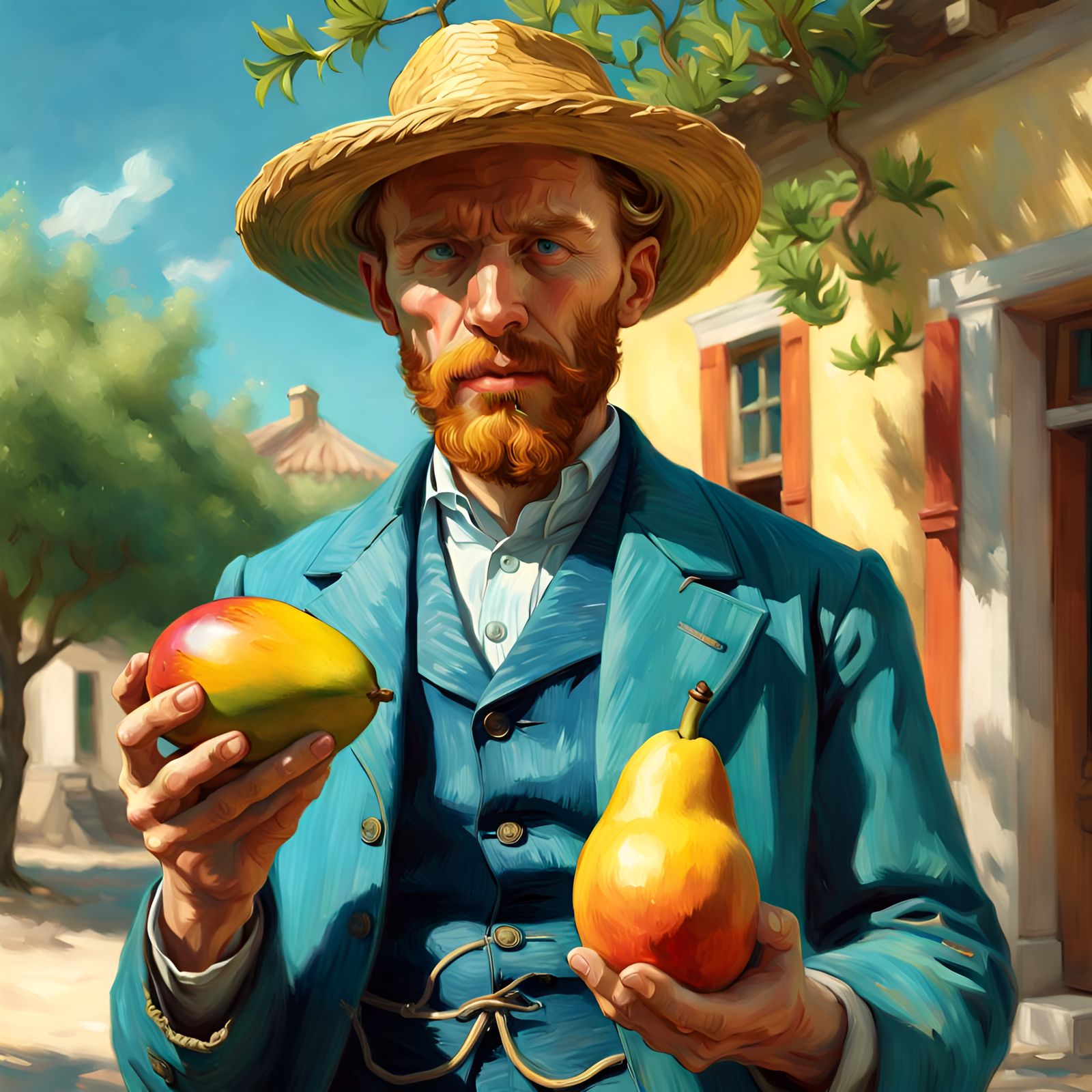 Mango Man: Portrait in Pin-Up Digital Art Style