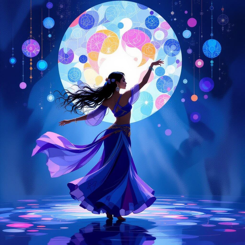 Ethereal Dancer in a Surreal Landscape Painting