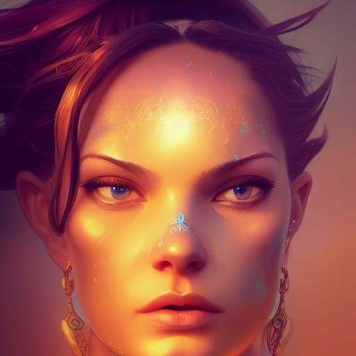 Detailed Genie Portrait in Art Nouveau Style