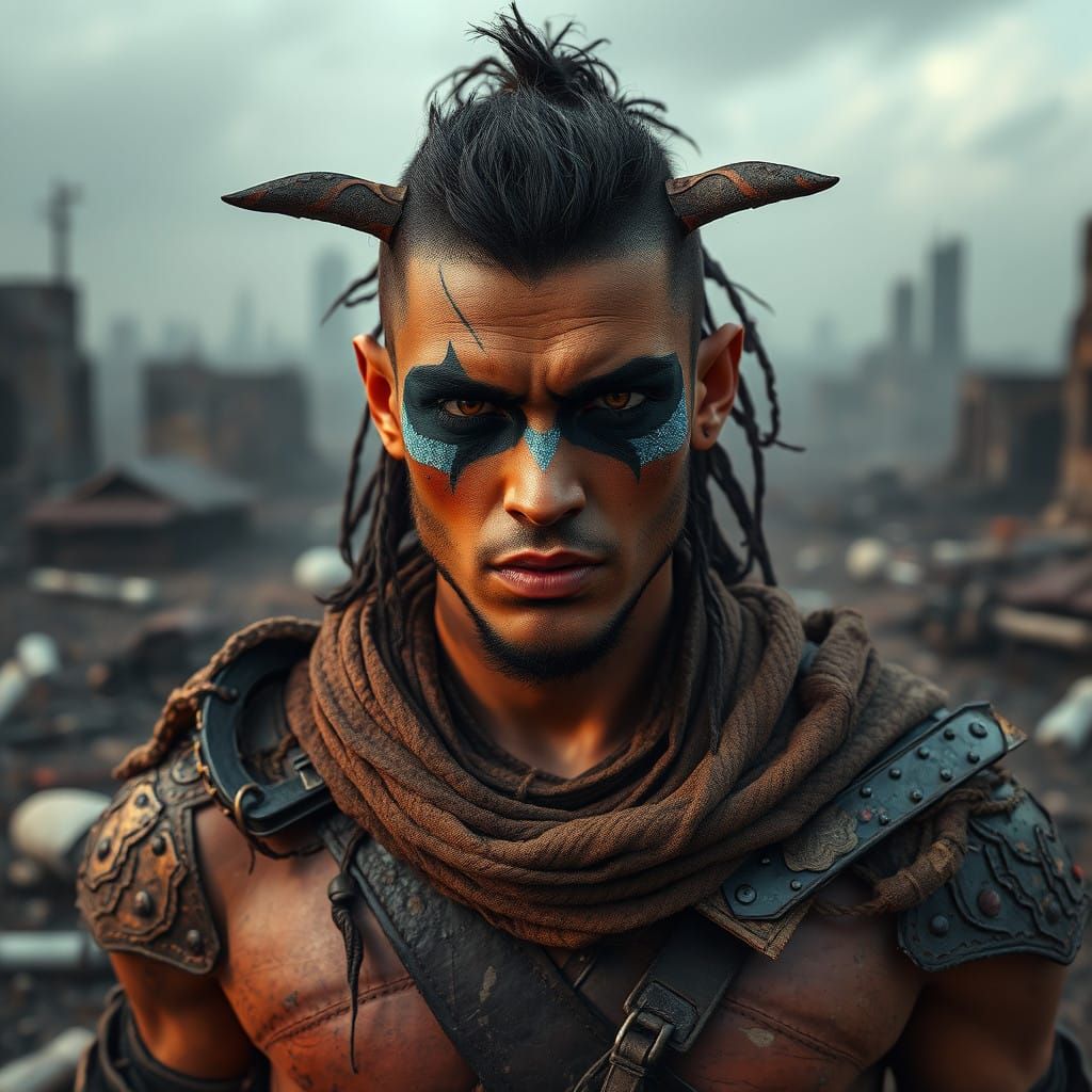 Gritty Post-Apocalyptic Warrior in Earth-Toned Armor