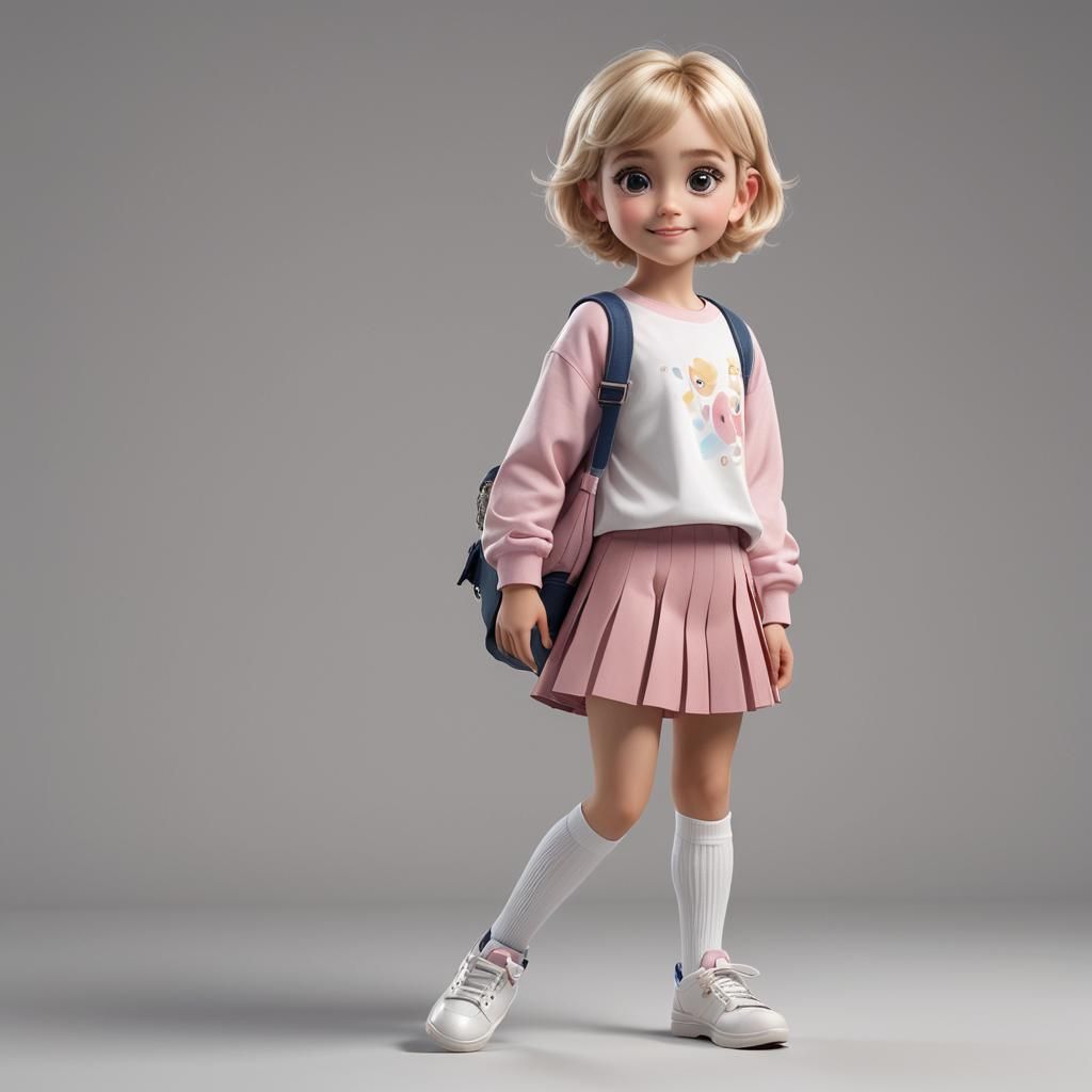 Cute Little Girl in CGI Character Style