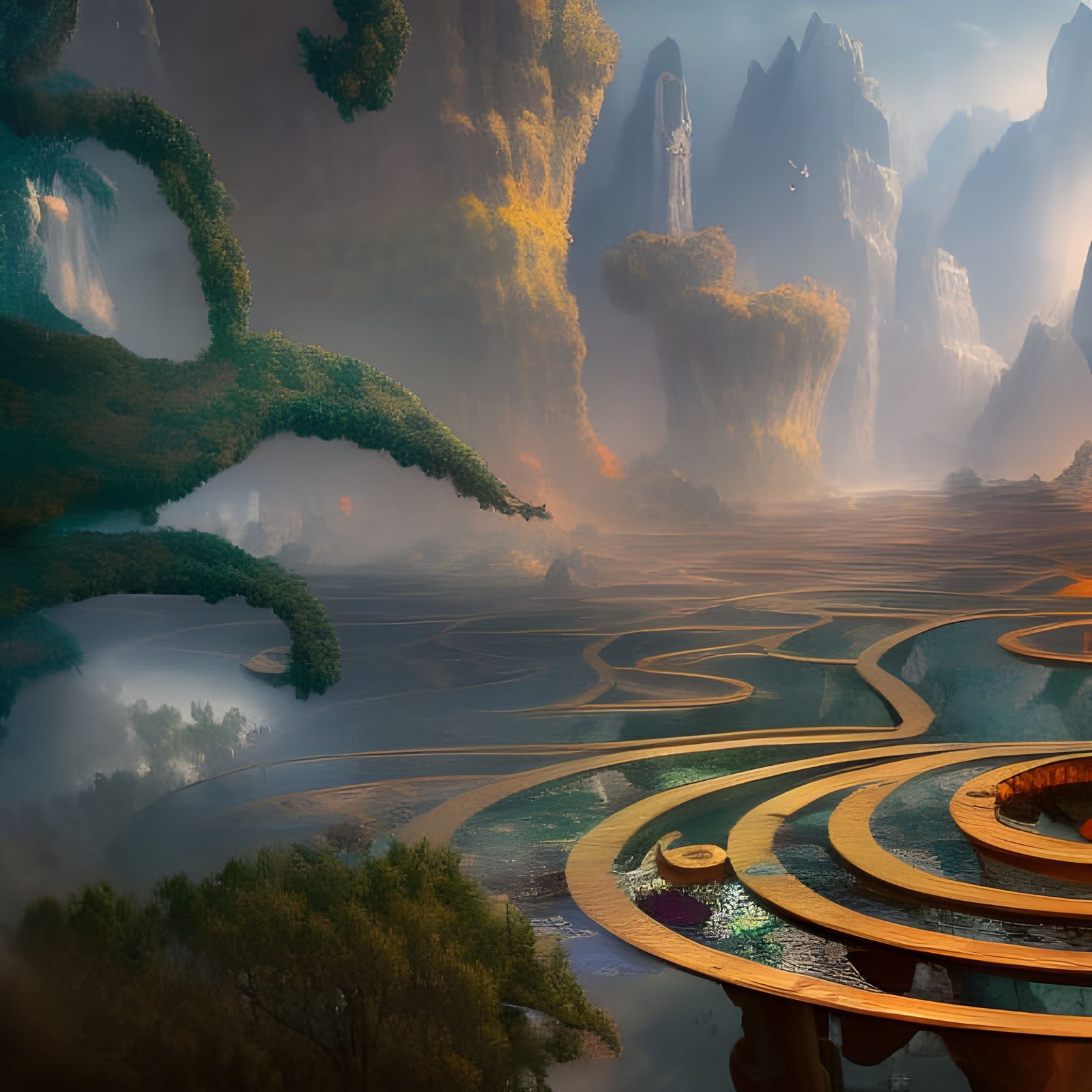 Endless Glass Labyrinth in Detailed Matte Painting