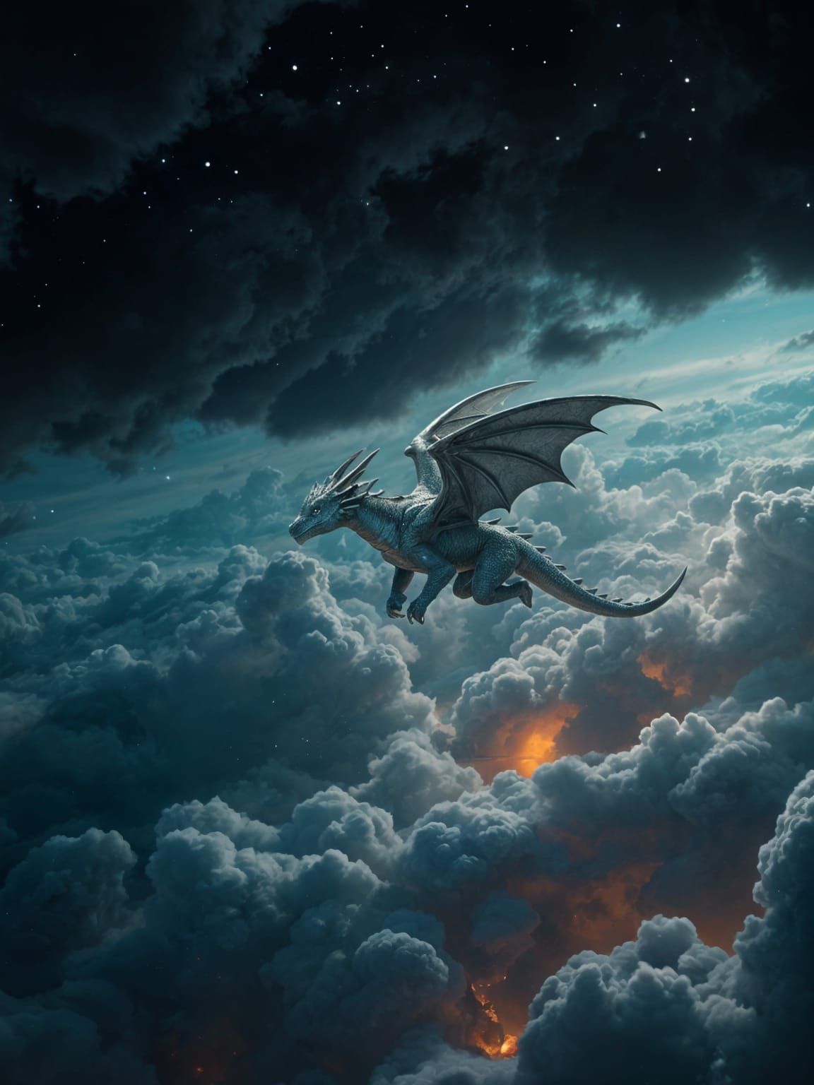 Mystical Dragon Amidst Celestial Whispers