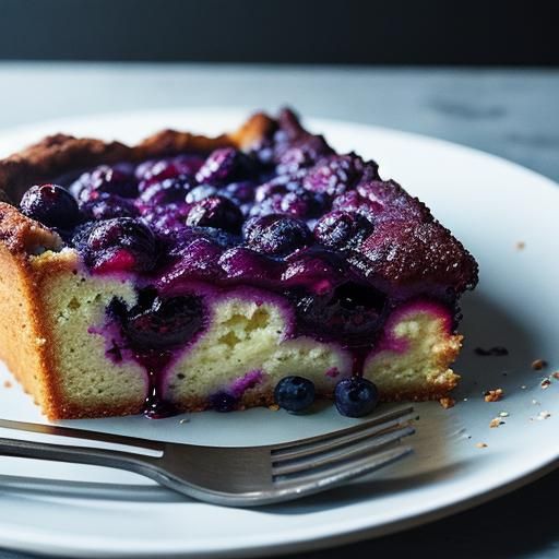 Blueberry Basque Cake Slice in Cinematic Style