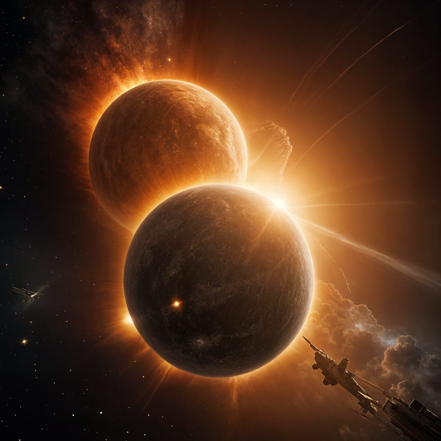 Cosmic Duo: Two Suns Orbit in Realistic Celestial Harmony