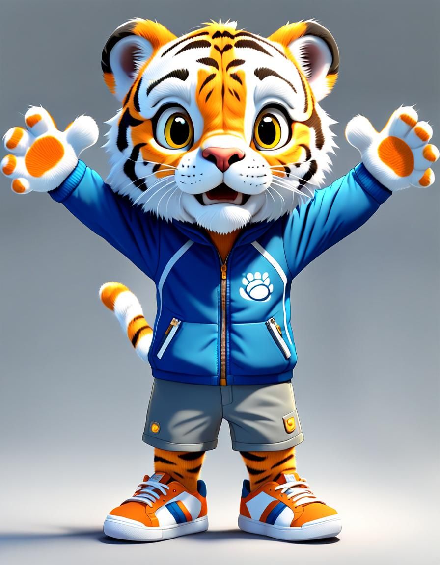 Animated Tiger Cub Character in 3D Digital Art