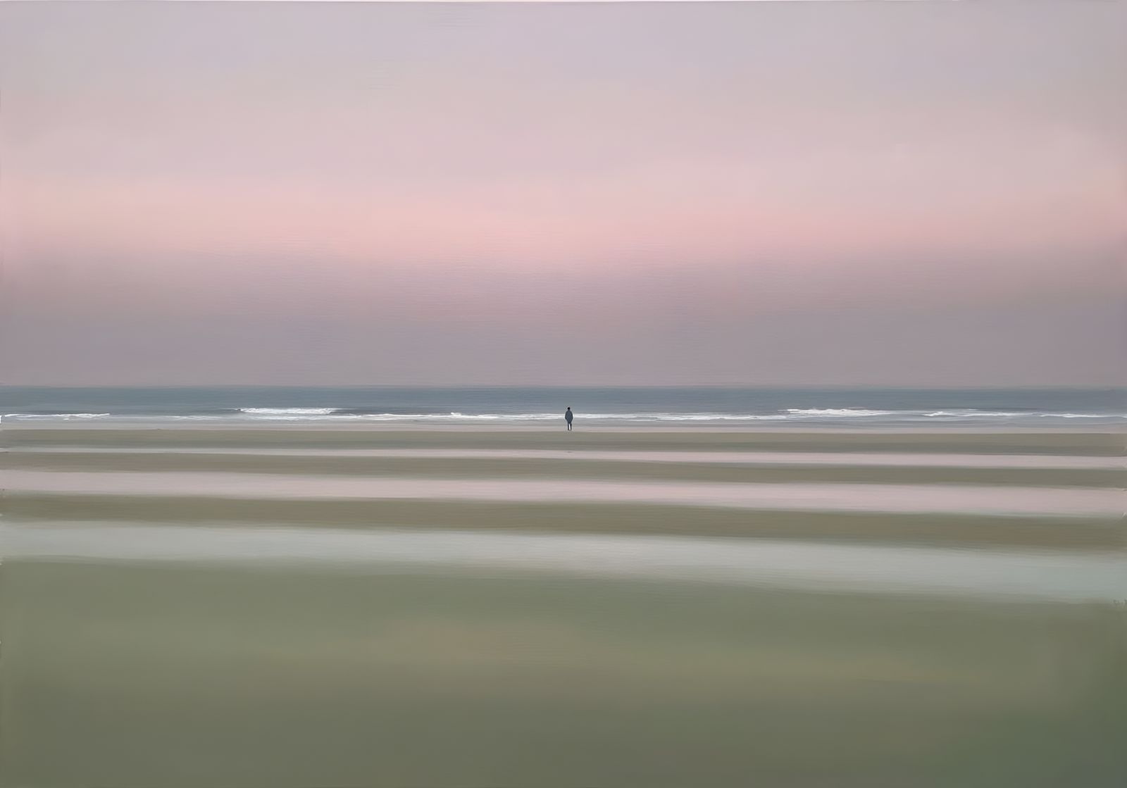 Ethereal Beach Landscape with Solitary Figure
