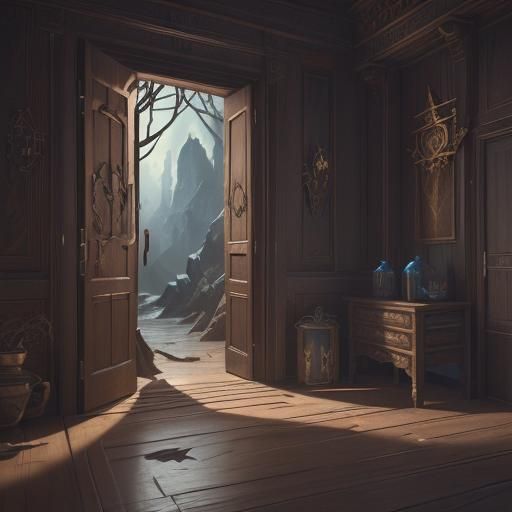 Fantastical Log In Door in Detailed Matte Painting