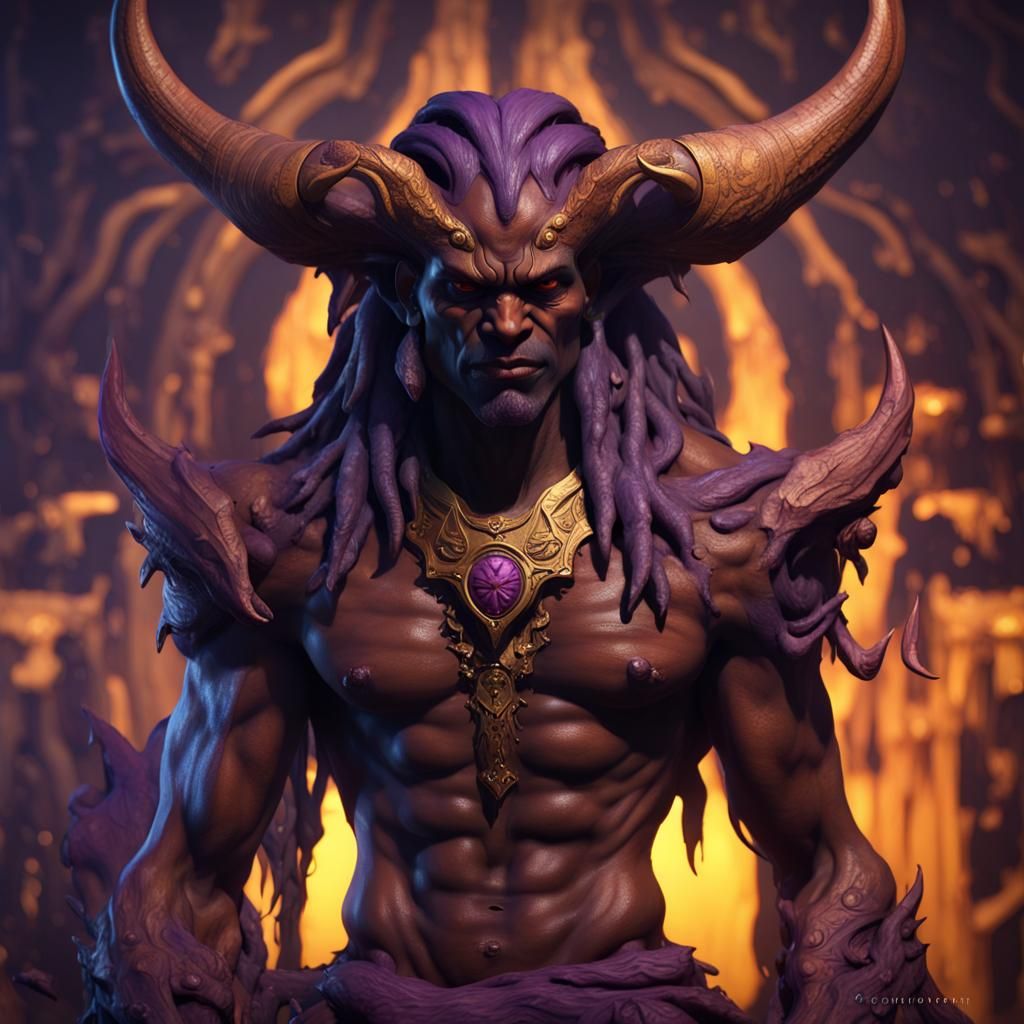 Dark Brown Wooden Demon in Dark Fantasy Style